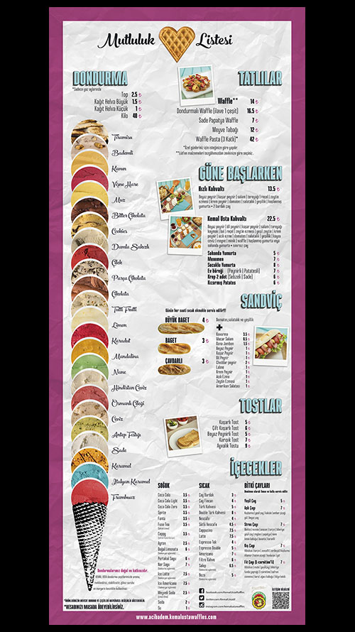 Kemal Usta Waffles Menu Design